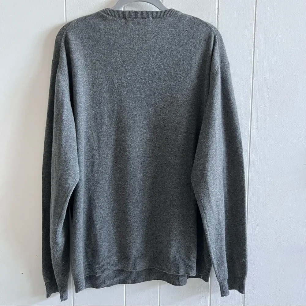 Pronto Uomo Sweater Mens Gray 100% Cashmere V Neck